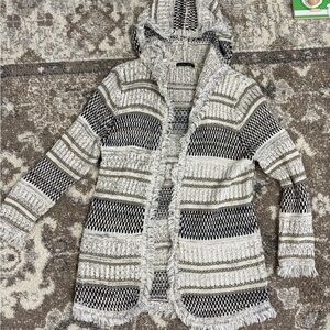 Black Tape Hooded Striped Cardigan